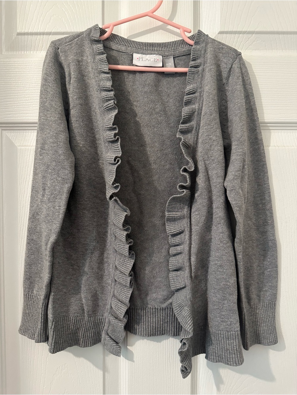 The Children's Place Gray Ruffle-Trim Open Cardigan Sweater